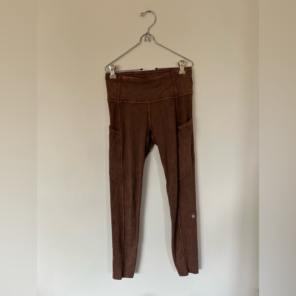 Lululemon Fast Free Tight I| 25" Ice Dye Ice Wash Brown Earth Size 6